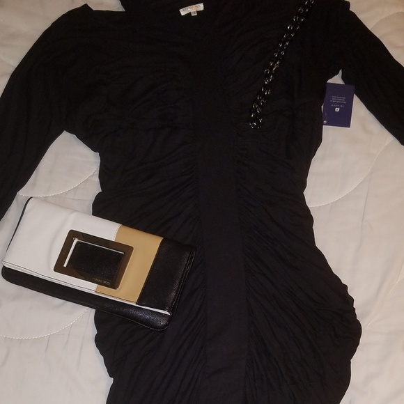 ***BLACK*** Ruched midi dress - Picture 6 of 8